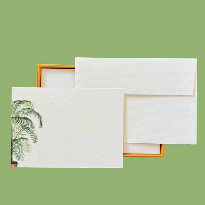 Conjunto de Cartões com Palmeira em Vaso e Envelopes Texturizados por atacado de Mustard & Gray Ltd