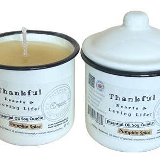 Vela de especias de calabaza. Tarro reutilizable de granja de esmalte. para venta al por mayor de Organic Body Shop