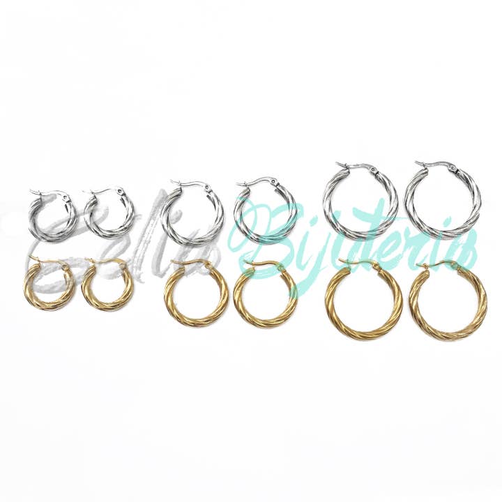 Twisted Steel Hoop Earring for wholesale by Celli Biju
