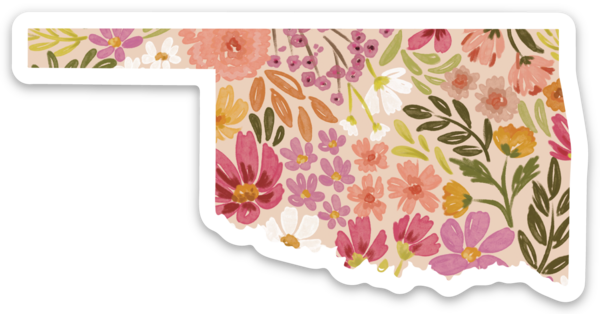 Elyse Breanne Design - Wholesale Sticker - Oklahoma 3.5x3in. Floral State Sticker1