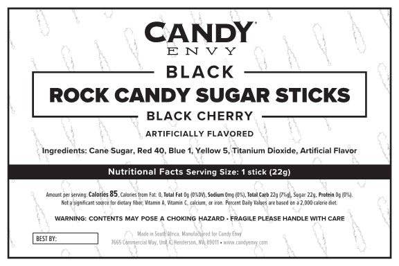 Candy Envy - Wholesale Hard Candy - Black Rock Candy Sugar Sticks - Black Cherry Flavor9