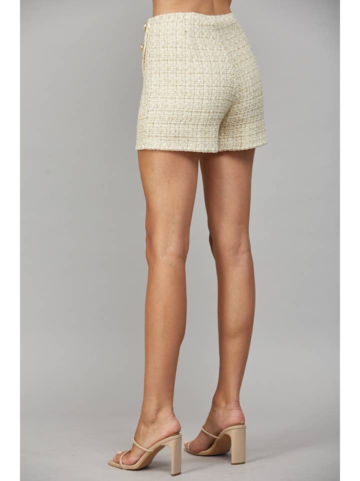 IVORY GOLD RIMMED BUTTON DETAIL TWEED SKORT FP65088
for wholesale on Faire4