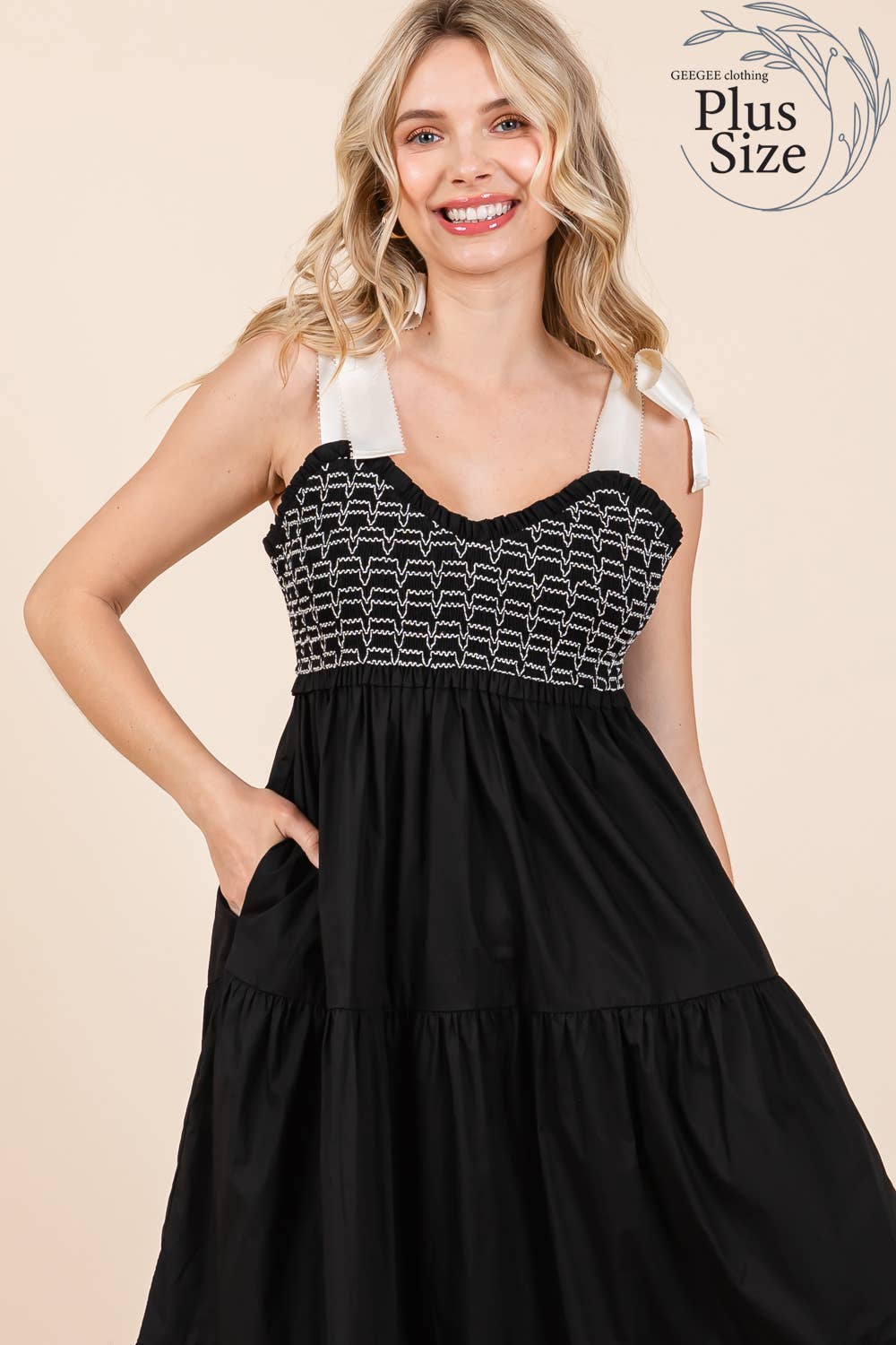 GeeGee x Lovelo - Vendita all'ingrosso Vestito - Donna - Abito midi plissettato a balze taglie comode, MD51552PL38