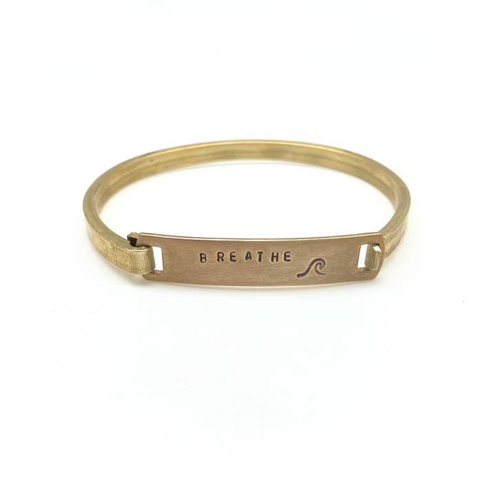 Stone Cooper - Wholesale Cuff Bracelet - "Breathe" Stamped Clip-Cuff Brass Bracelet1