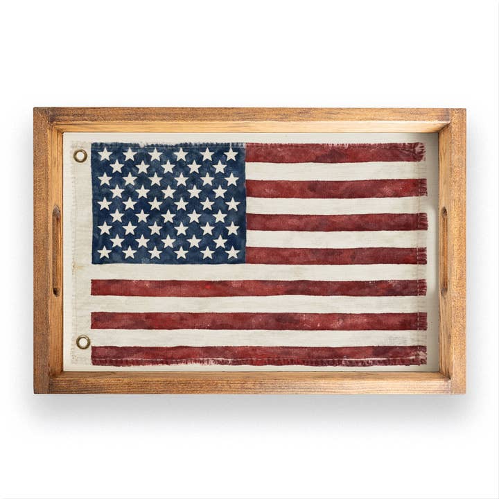 American Vintage Flag Serving Tray for wholesale by Rustic Marlin Personalized Home Decor