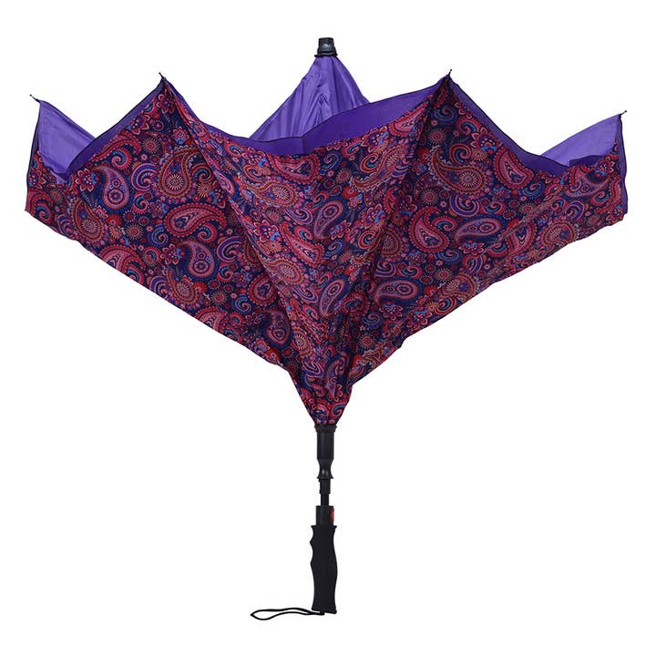 Mark Feldstein & Associates - Wholesale Umbrella - Unisex - Inverted Double-Layer Reversible Umbrella - Purple Paisley
