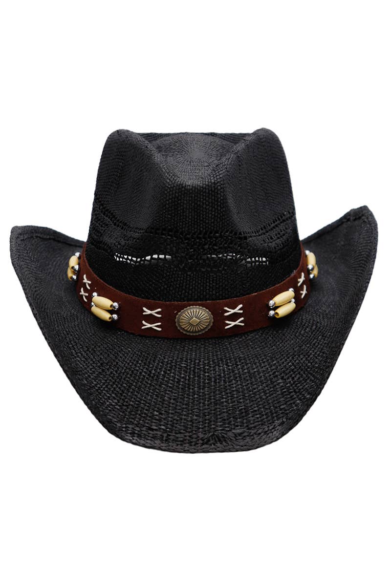 Cap Zone - Wholesale Cowboy Hat - Women's - Navajo Concho Beaded Belt Straw Cowboy Hat5