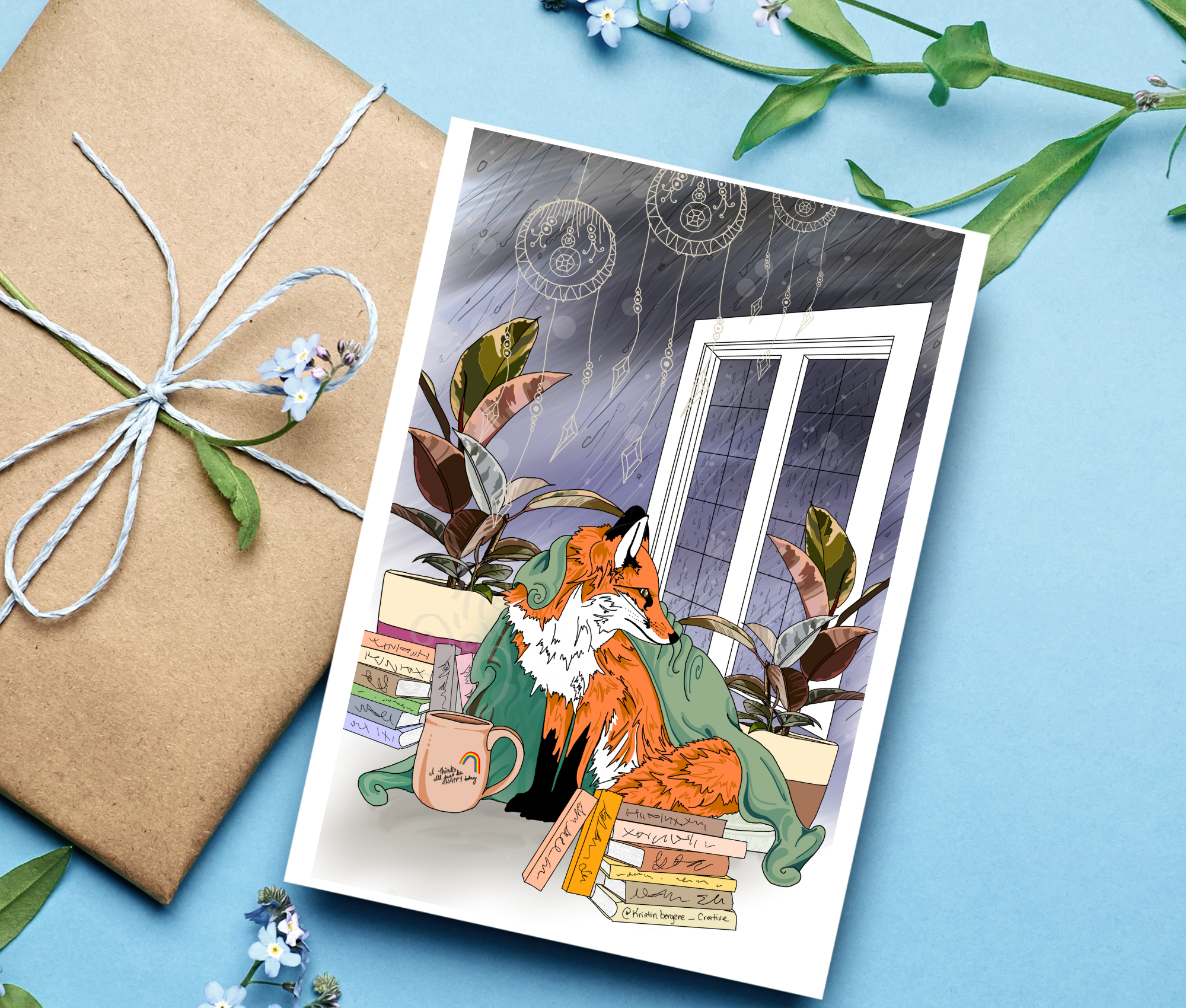 Kristin Bergene Creative LLC - Wholesale Season's Greetings Card - Fox Librarian Greeting Cards | Blank Inside, 5.5” x 4”8