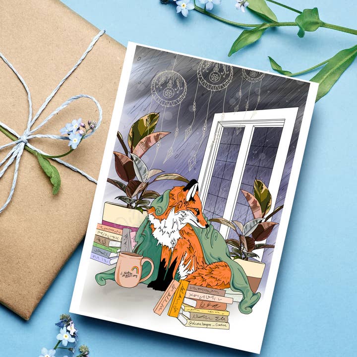Kristin Bergene Creative LLC - Wholesale Season's Greetings Card - Fox Librarian Greeting Cards | Blank Inside, 5.5” x 4”8