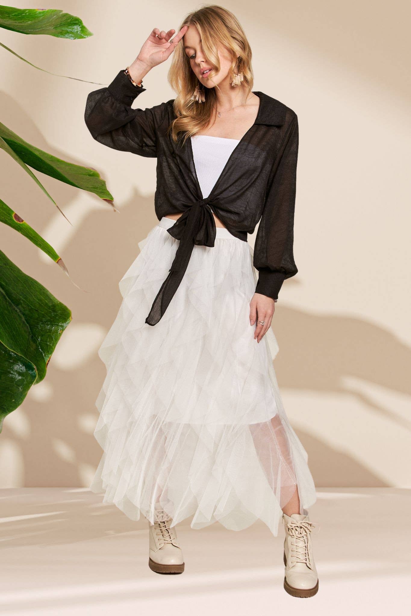 ADORA LA - Wholesale Skirt - Women's - CES3310 - RUFFLED TULLE MIDI SKIRT8