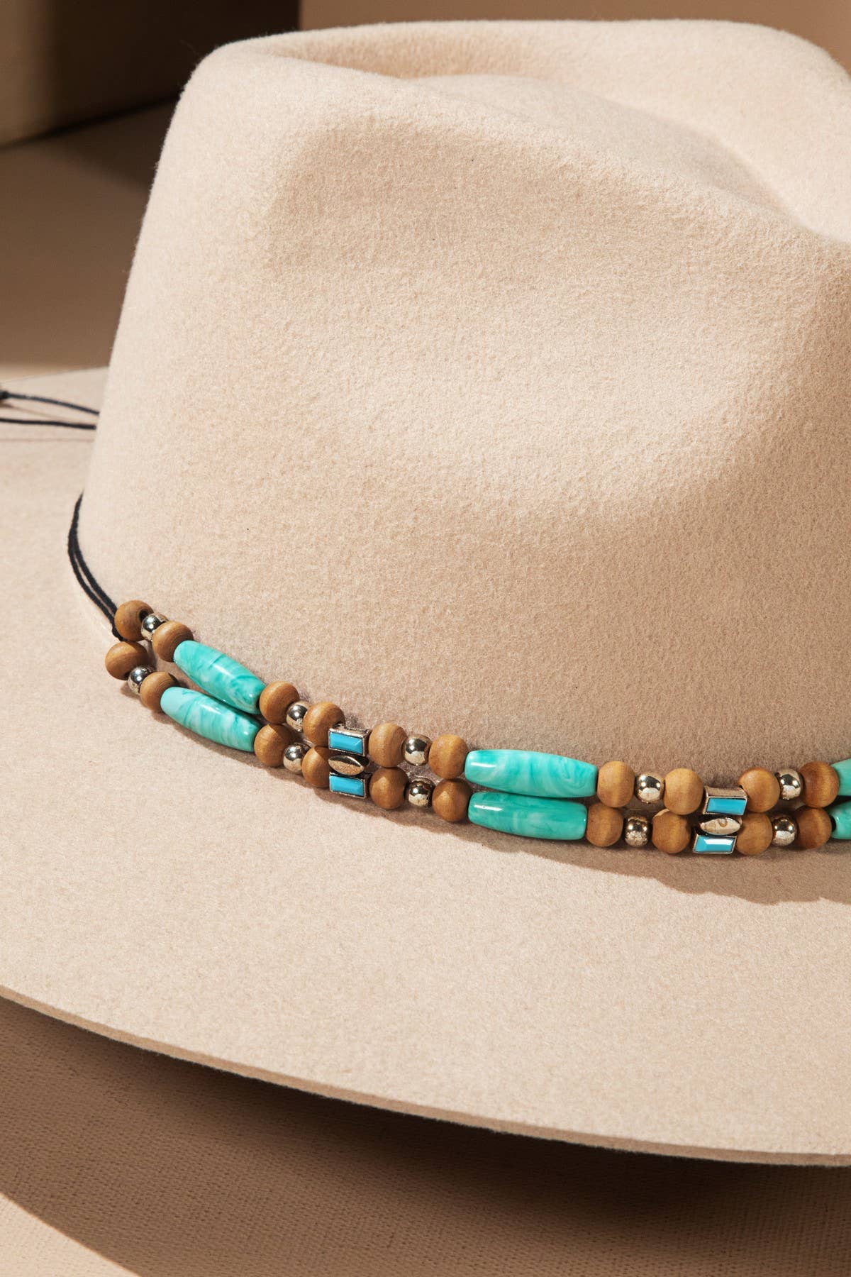 Semi-Stone & Wood Bead Hat Band  for wholesale on Faire1