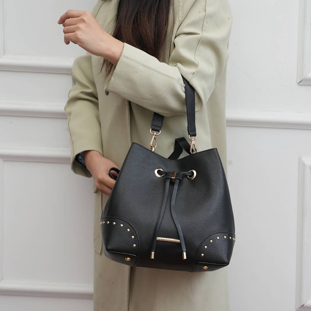 MKF Collection - Wholesale Top Handle Bag - Women's - MKF Callie Solid Bucket Handbag with matching Wallet11