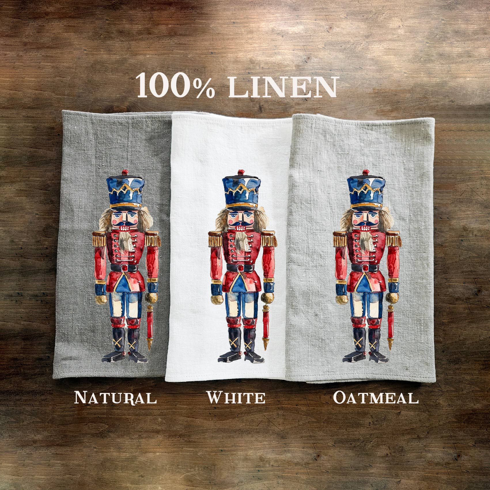 NorraVilla - Wholesale Tea Towel - 100% Linen Guest Towel with Nutcracker - Christmas towel0