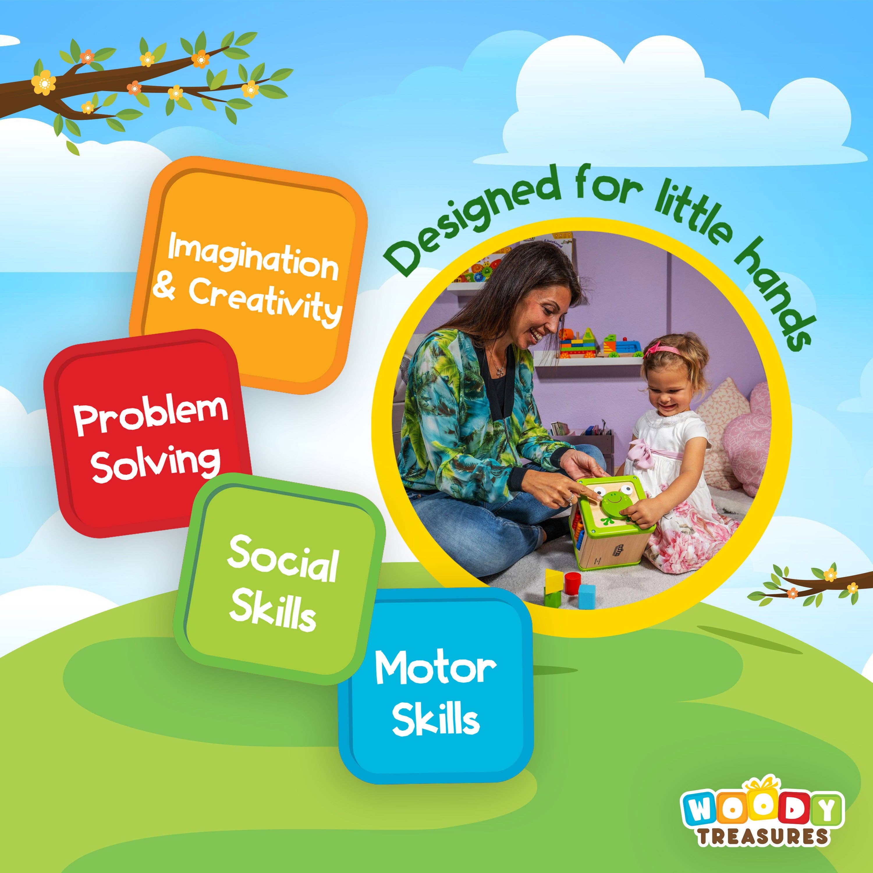 Woody Treasures - Wholesale Wood Toy - Kids - Wooden Activity Cube3