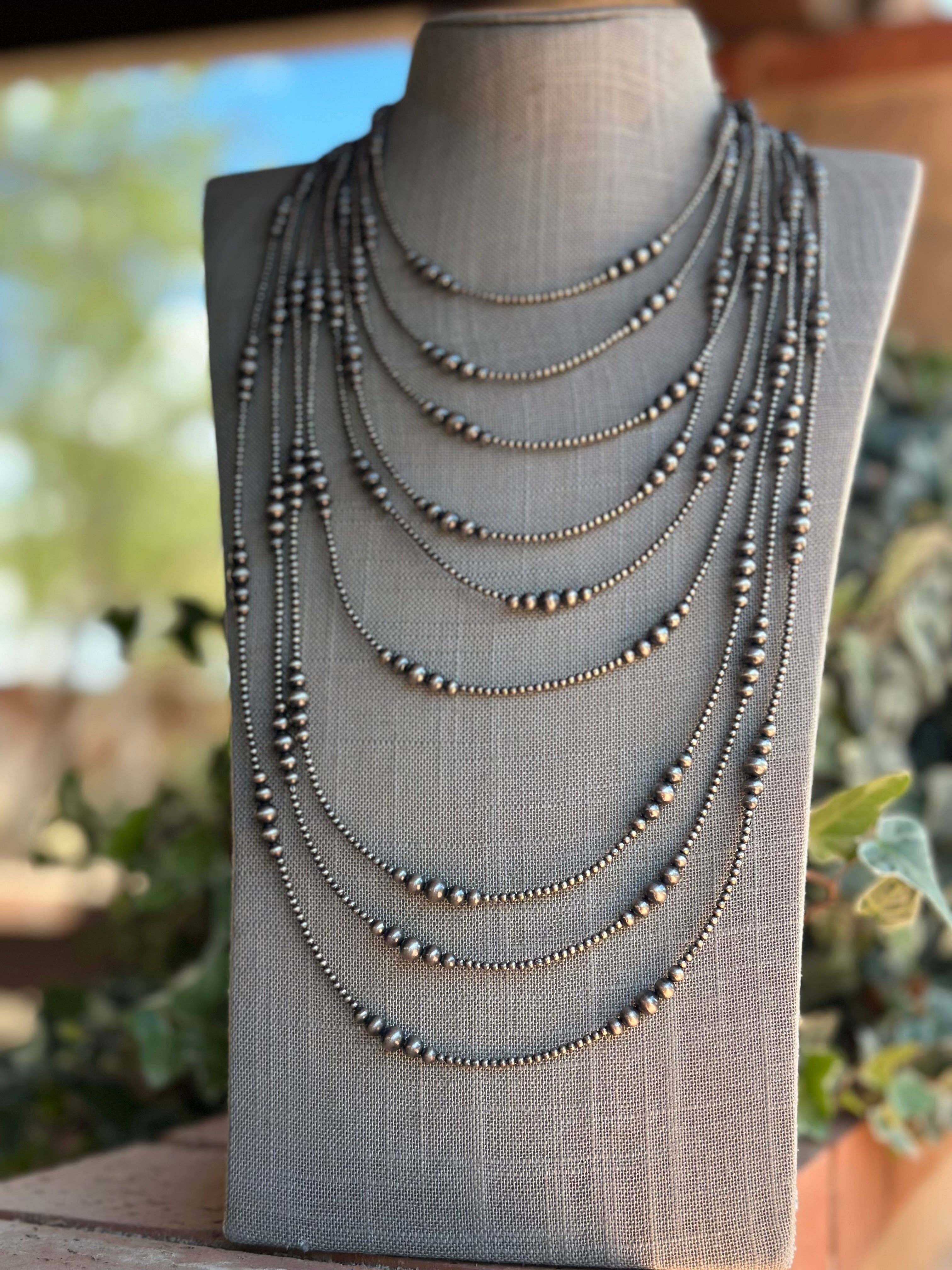 Nizhonitradersllc - Wholesale Beaded/Pearl Necklace - Handmade Graduated Sterling Silver Graduated Bead Beaded Necklace1