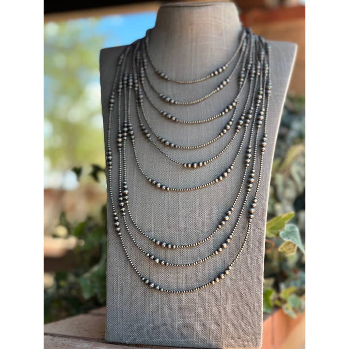 Nizhonitradersllc - Wholesale Beaded/Pearl Necklace - Handmade Graduated Sterling Silver Graduated Bead Beaded Necklace1