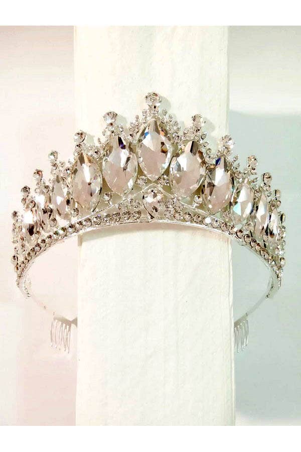 Chicas - Wholesale Tiara - Women's - One Size Fits All Metal Tiara With Jewels HT912-5