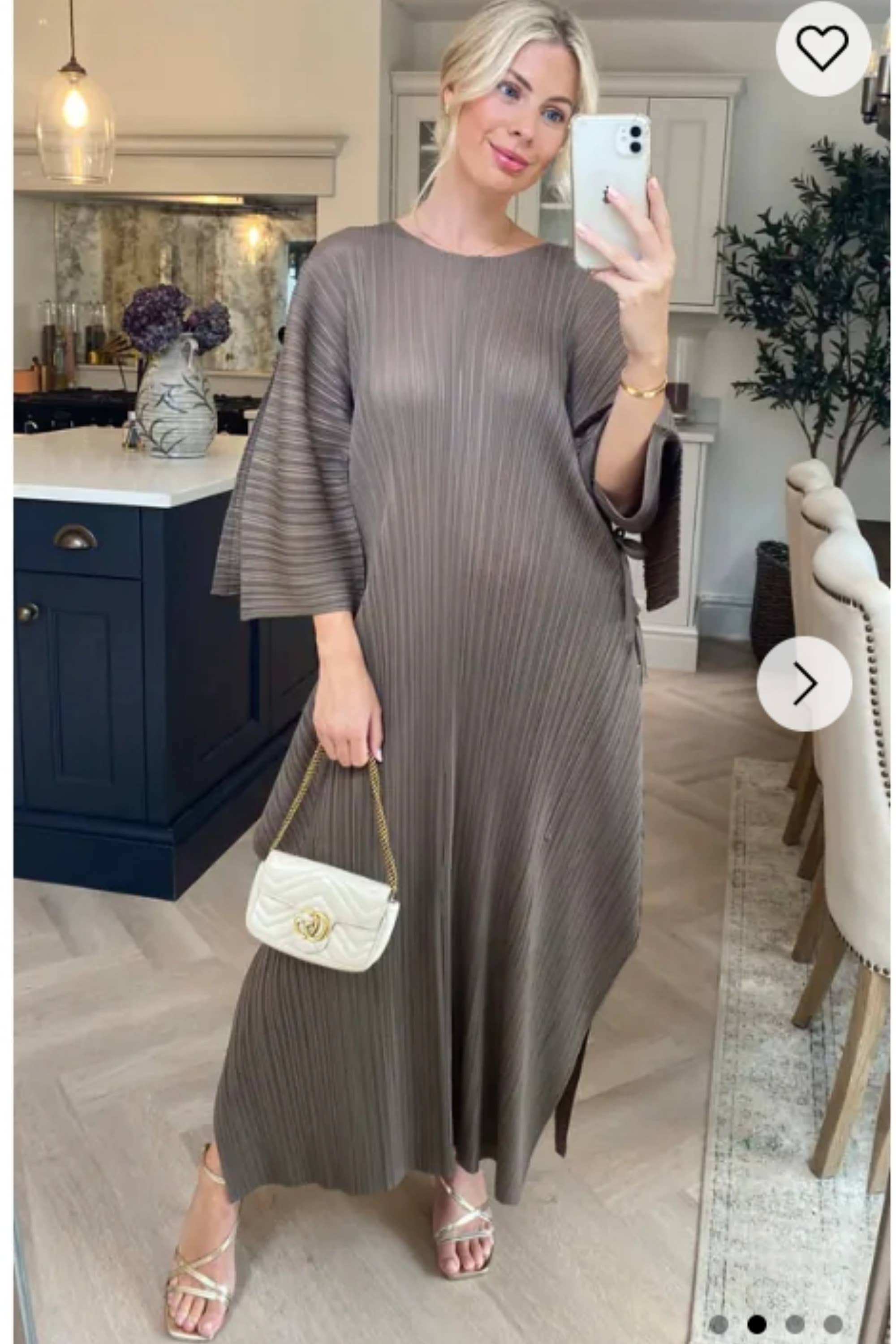 CY FASHION. LONDON – wholesale Dress – Women's – Full Length Pleated maxi dress with cap sleeves in Moka2