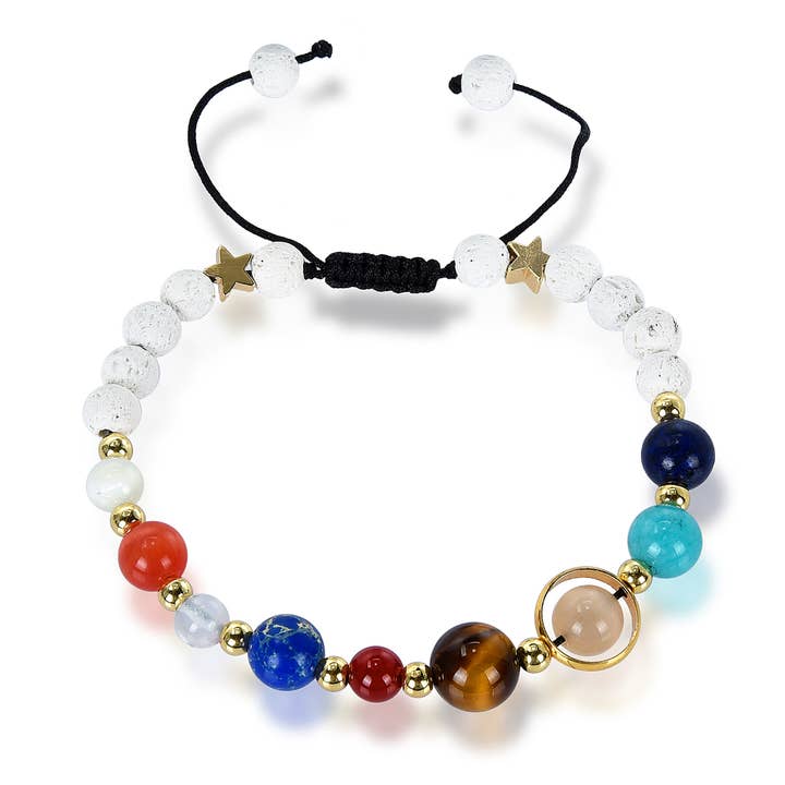 West Coast Jewelry - Wholesale Beaded Bracelet - Solar System Natural Stone Beaded Adjustable Bracelet2
