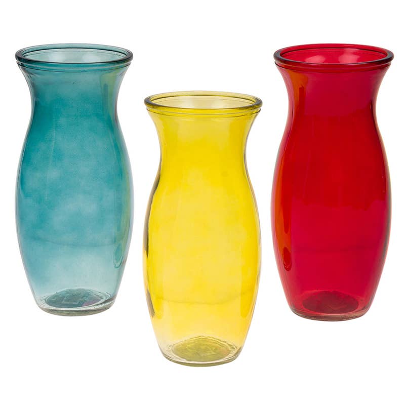 Deluxe Import Trading - Vente Vases - Vase en verre - 9'' H - 3 couleurs assorties0
