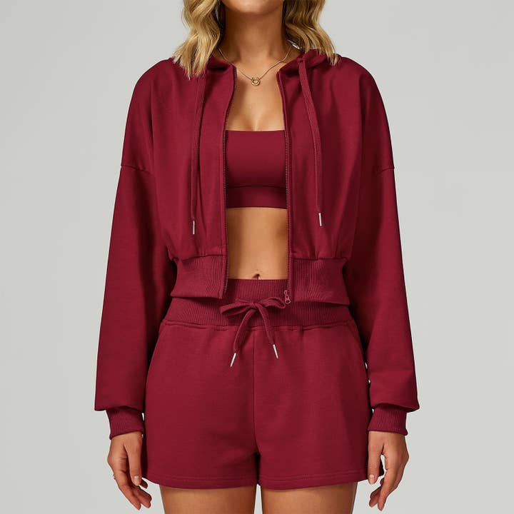 Crave by FW - Wholesale Hoodie – Women's - Long Sleeve Full Zip Up Crop Drawstring Hoodie Jacket2