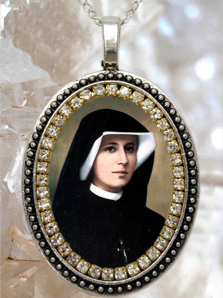 Sainte Marie-Faustine Kowalska du Saint-Sacrement Collier fait main Faustyne Bijoux religieux chrétiens pour la vente par MariaSantissimaShop