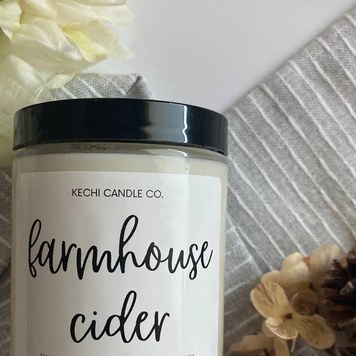 Farmhouse Cider | Handpoured Soy Wax Candle for wholesale by Kechi Bath Company