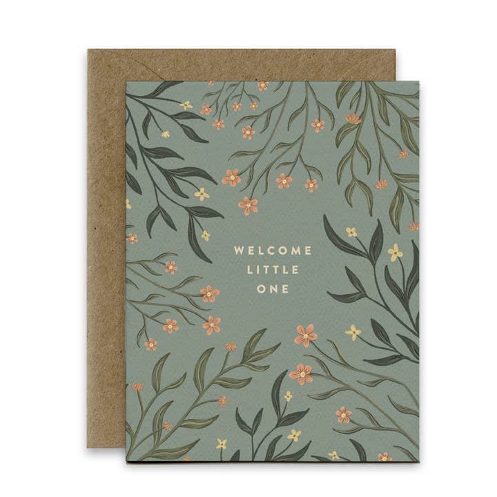 Welcome Little One Wildflower Greeting Card | Newborn | Baby for wholesale by Pip & Cricket