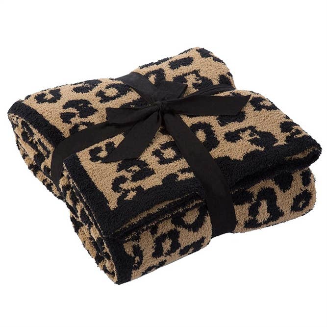 UNISHE - Wholesale Throw Blanket - Leopard Knit Plush Blanket MOQ 3pcs ZZKF384