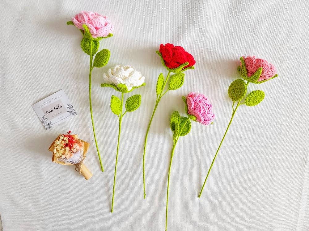 Quince Fables – Engroshandel Kunstige blomster – Hæklet David Austin rose10