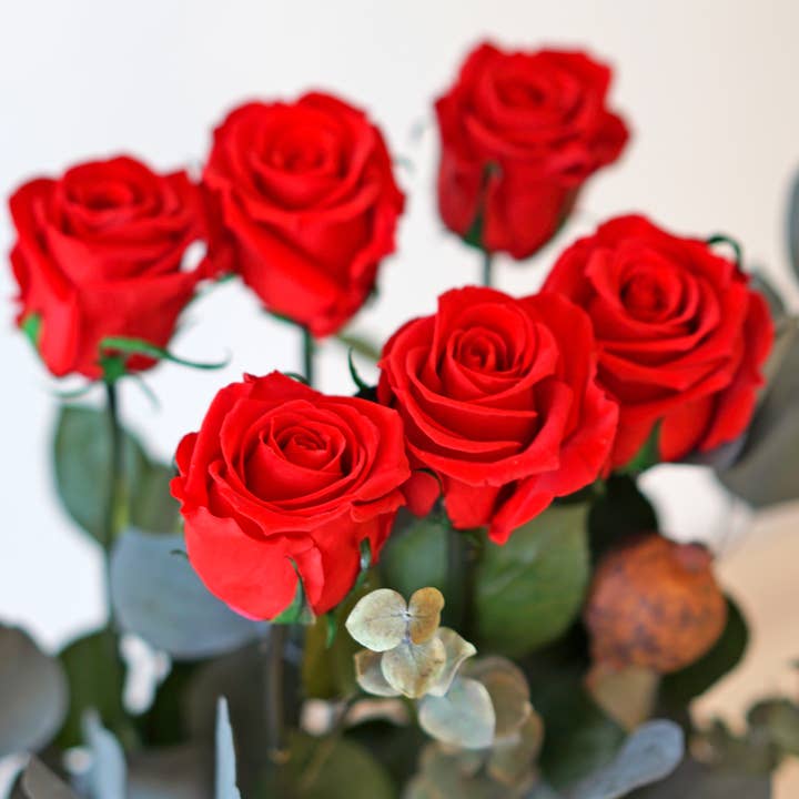 2626 Designs - Wholesale Dried/pressed flowers - 12, 16 Inch Long Premium Preserved Real Red / White Roses 14