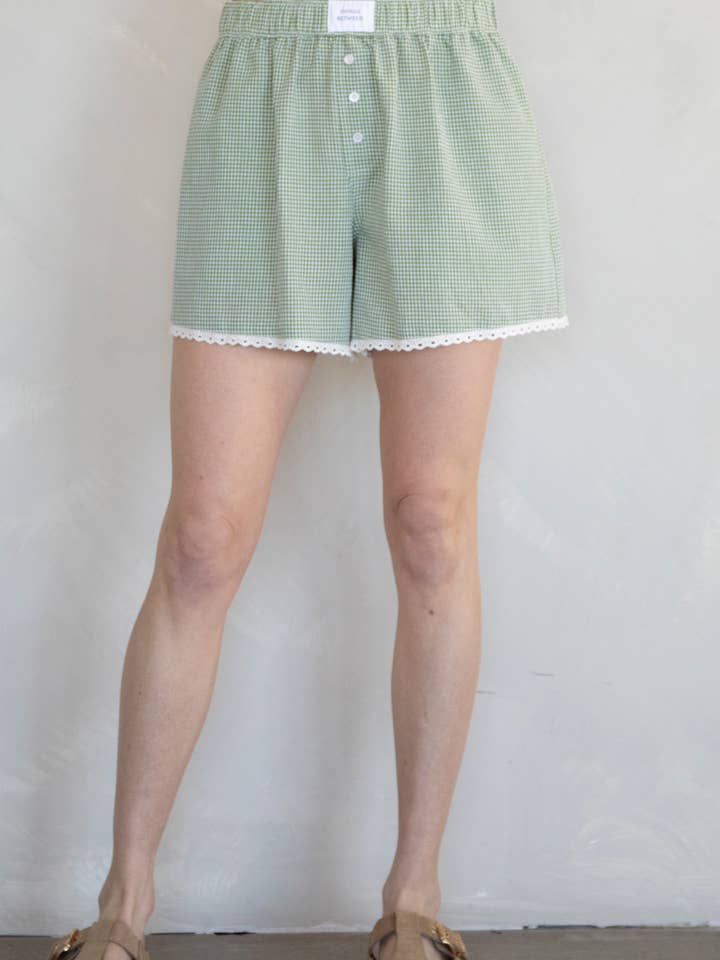 Things Between - Wholesale Shorts - Women's - Lace Gingham Boxer Shorts