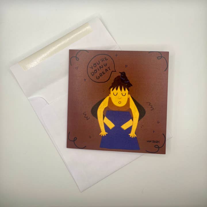 Encouraging Crow - Greeting Card for Yogis (Dark) for wholesale by Heidi Webb Design