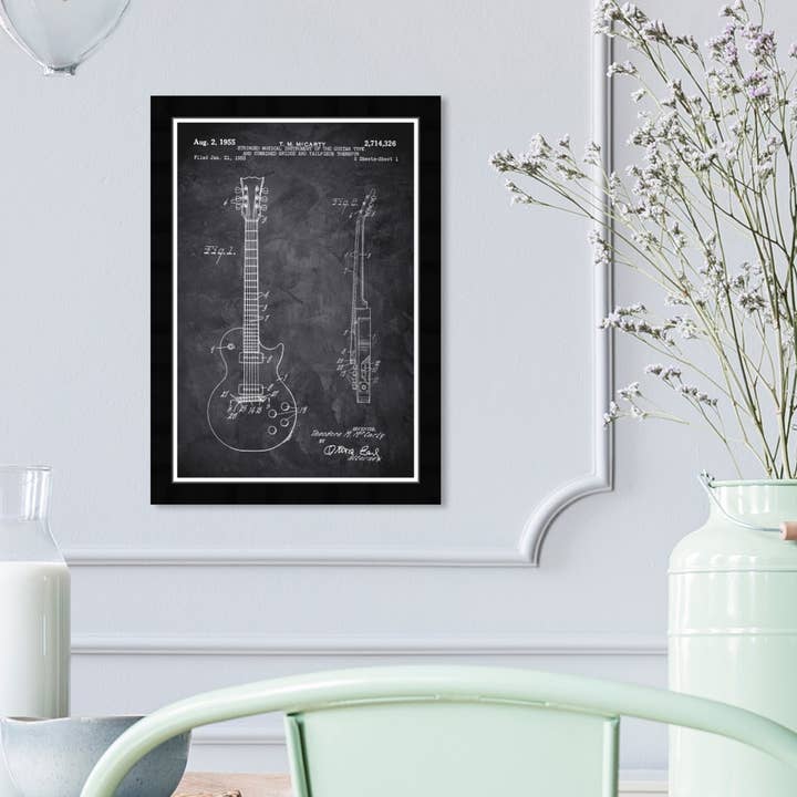 13 “x 19" Gibson Les Paul Guitar 1955 quadro emoldurado arte por atacado de The Oliver Gal Artist