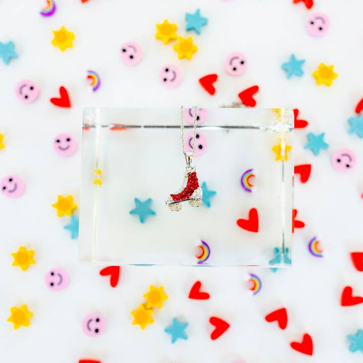 Annie and Sisters - Wholesale Pendant/Charm Necklace - Red Tennis Shoe Rollerskate Crystal Sterling Silver Necklace2