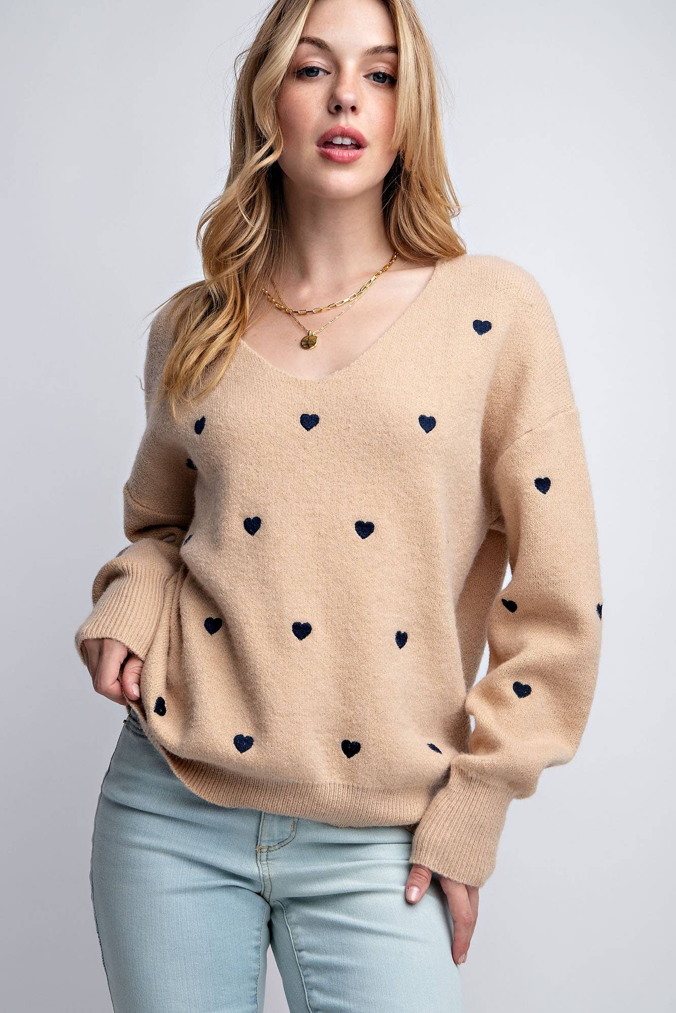 Sweet Generis - Wholesale Knit Sweater - Women's - HEART PATTERN BOXY KNIT PULLOVER SWEATER12