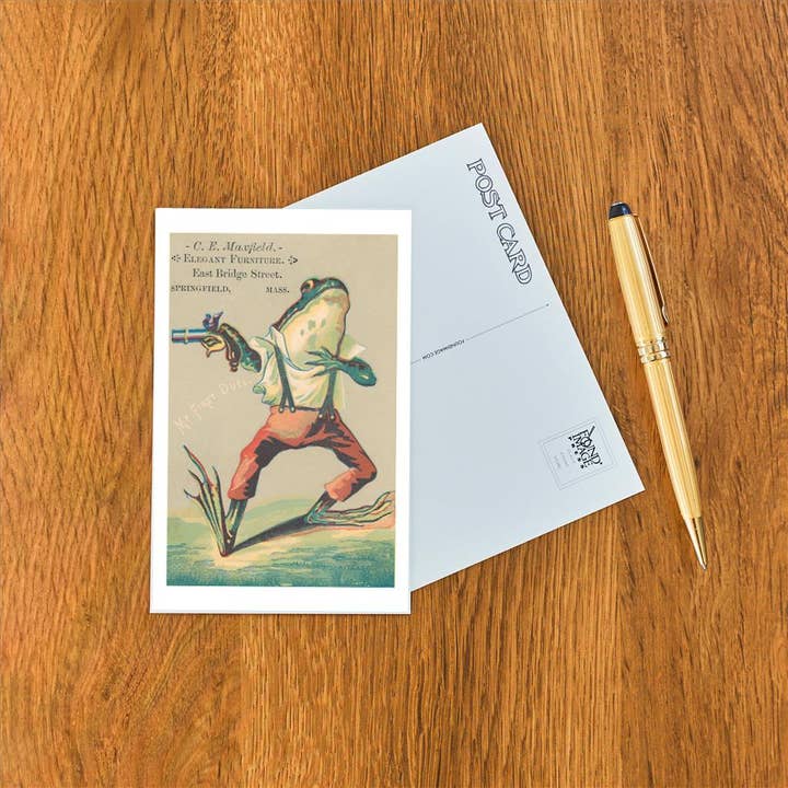 Found Image Press - Wholesale Postcard - Postcard TC-133 Frog in Duel with Pistol