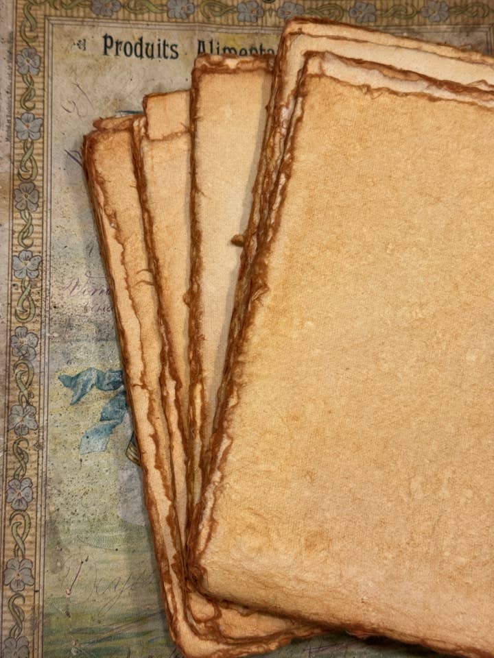 Handmade Deckled Edge Coffee Colored Paper Bundles for wholesale by Monahan Papers