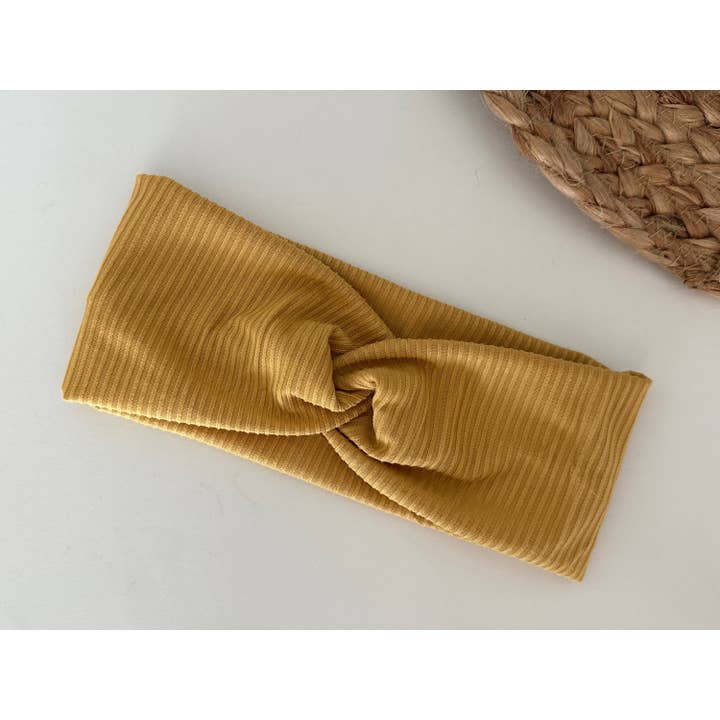 Mustard Ribbed Headband for wholesale by Kaardal Kraft