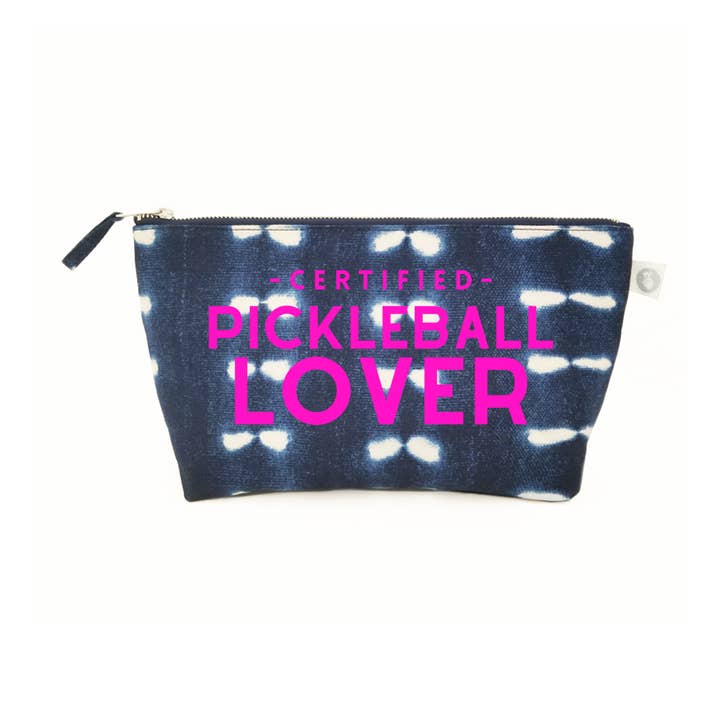 Blue Shibori Clutch Bag - Pink Certified Pickleball Lover for wholesale by Quilted Koala