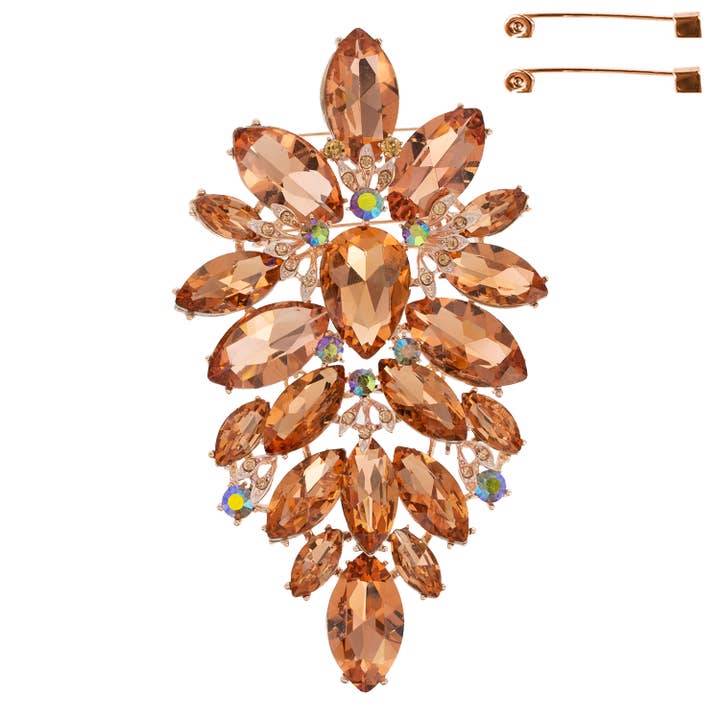 SP Sophia Collection - Wholesale Brooch - Floral Geo Shape Jeweled Cluster Brooch Pin 9
