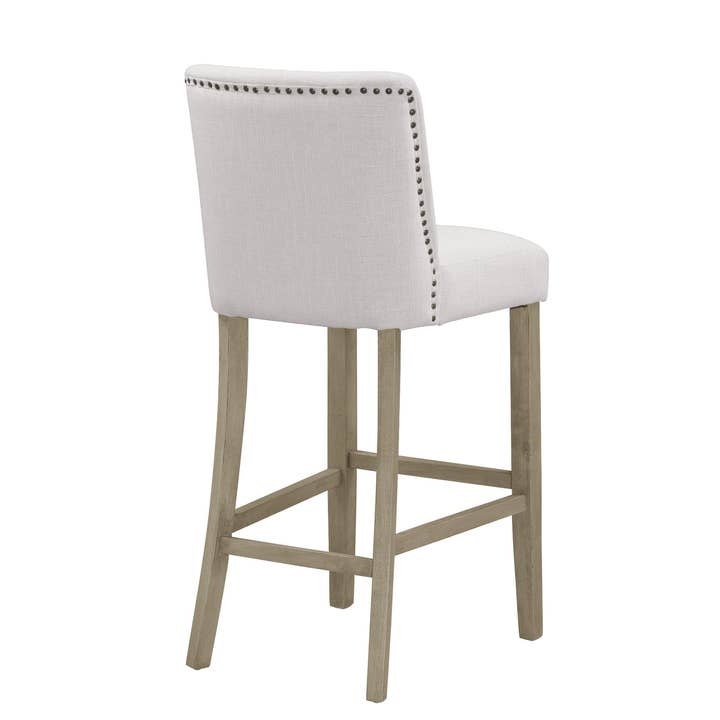 Glamour Home - Wholesale Stool - Aleco Beige Fabric Bar Stool Set with Nail Head Accents4