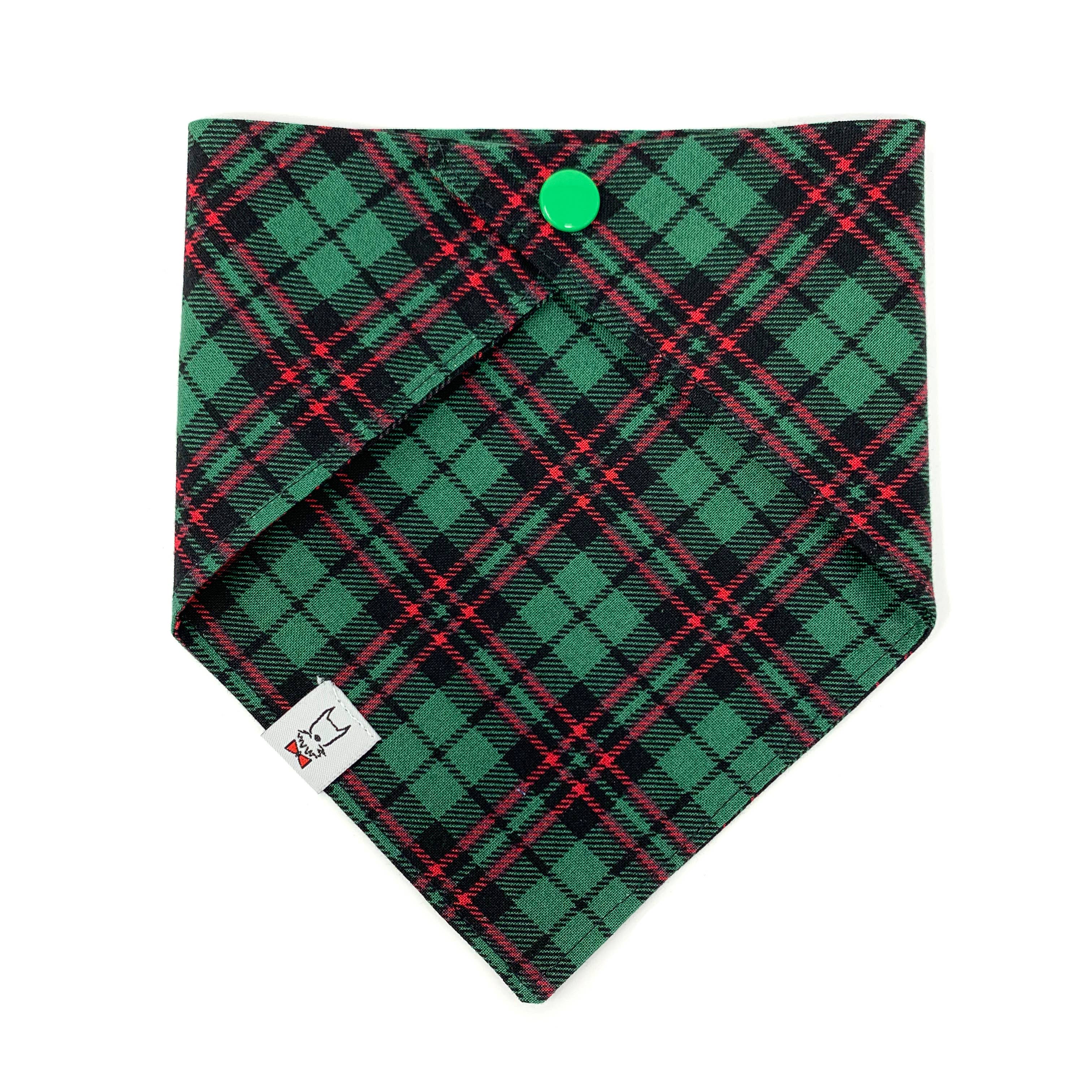 Winthrop Clothing Co. – Großhandel Haustier-Bandana – Hund – Grünes kariertes Hundehalstuch mit Schottenmuster1