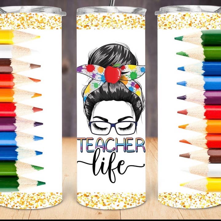Stacked Pencil Teacher Vie pour la vente par Noel & Co Tumblers