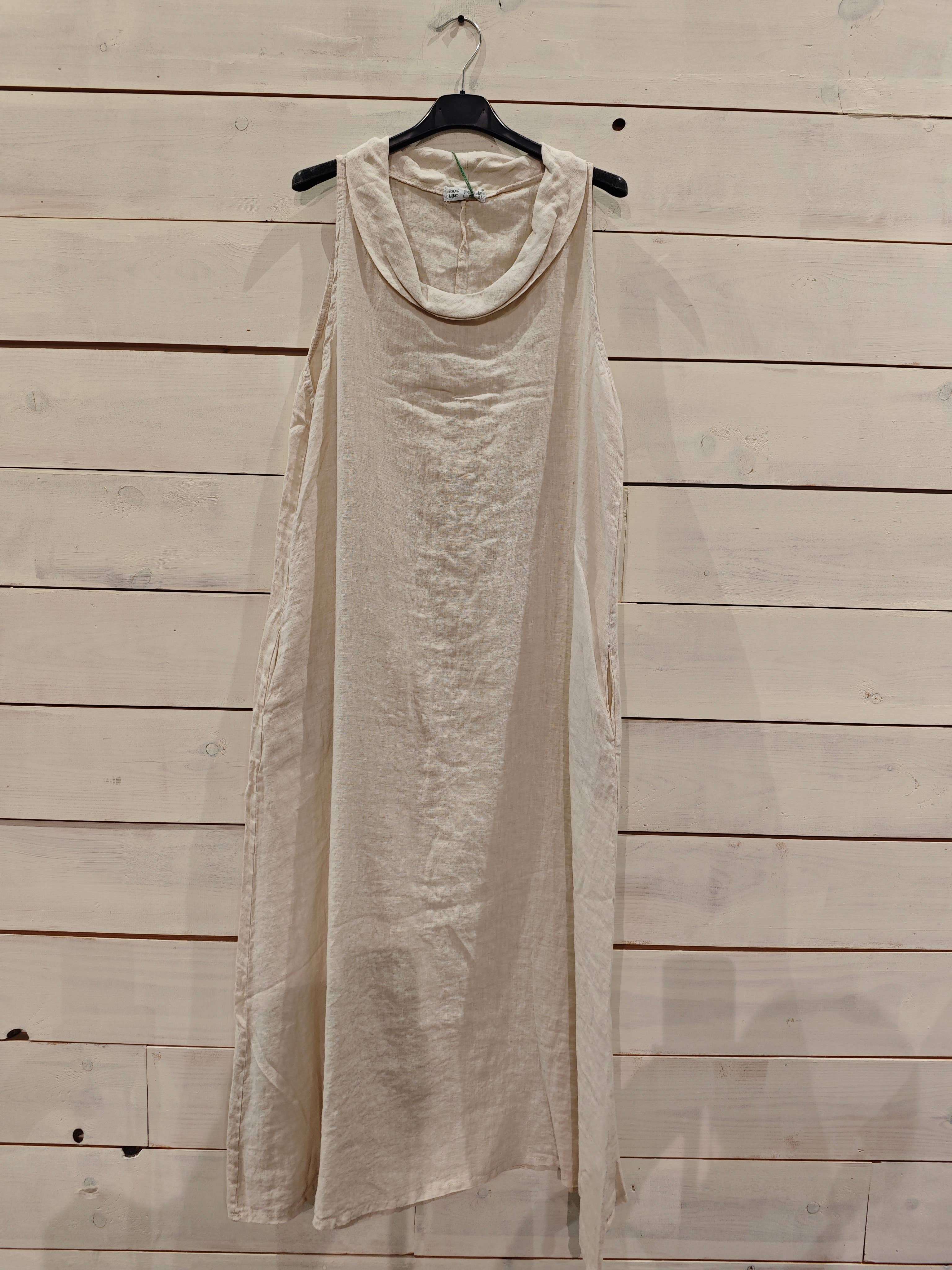 Linos y Textiles - Venta al por mayor Vestido - Mujer - REF 25396 VESTIDO LINO 100% CUELLO BARCA SIN MANGA3