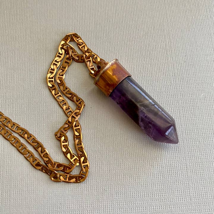 Collar con forma de mini torre de amatista para venta al por mayor de Ribelle Studio