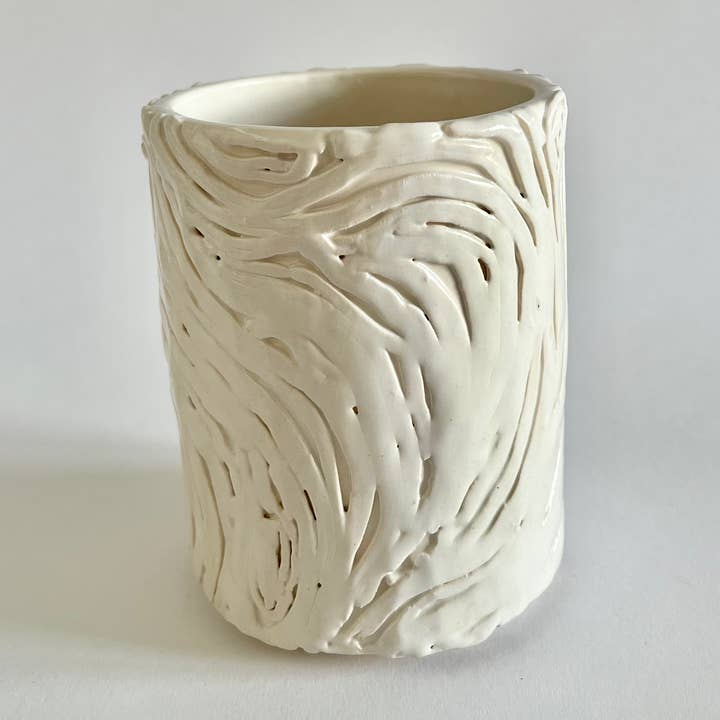 White Curved Line Vase (Tall) for wholesale by Parallel Hands