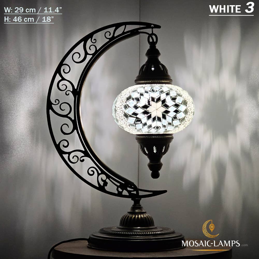 Mosaic Lamps - Wholesale Accent/Desk Lamp - 10+ Colors - Moroccan Moon Table Lamp, Arc, Murano Crescent81