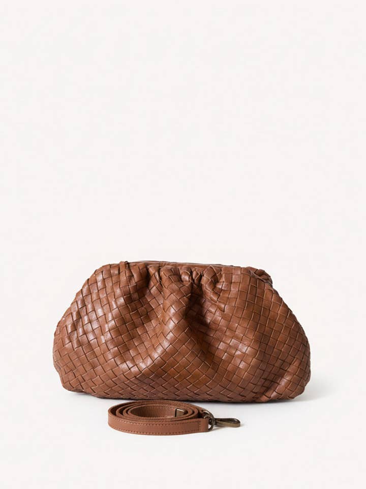 Grote pochette in gevlochten nappaleer voor wholesale door Modesto Bertotto