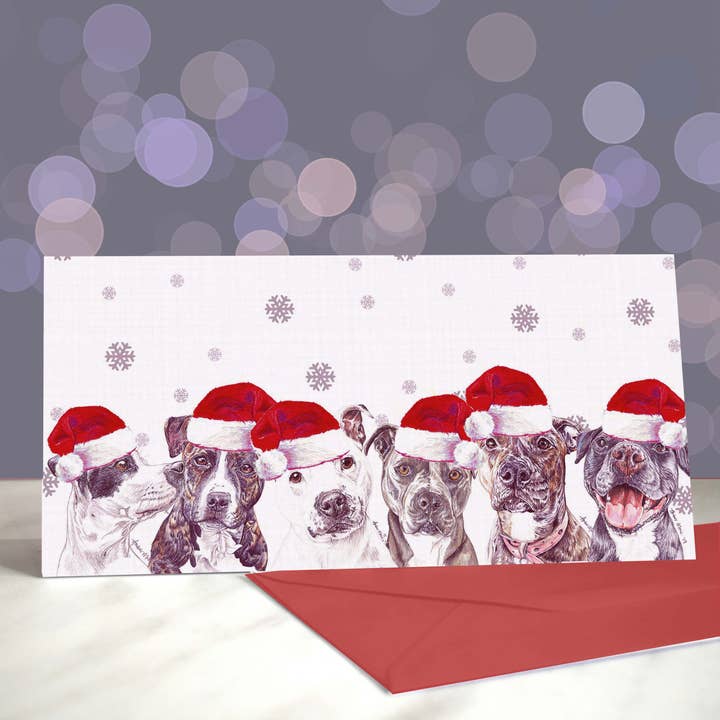 Staffordshire Bull Cards (Christmas) for wholesale by Amber Marie Studio